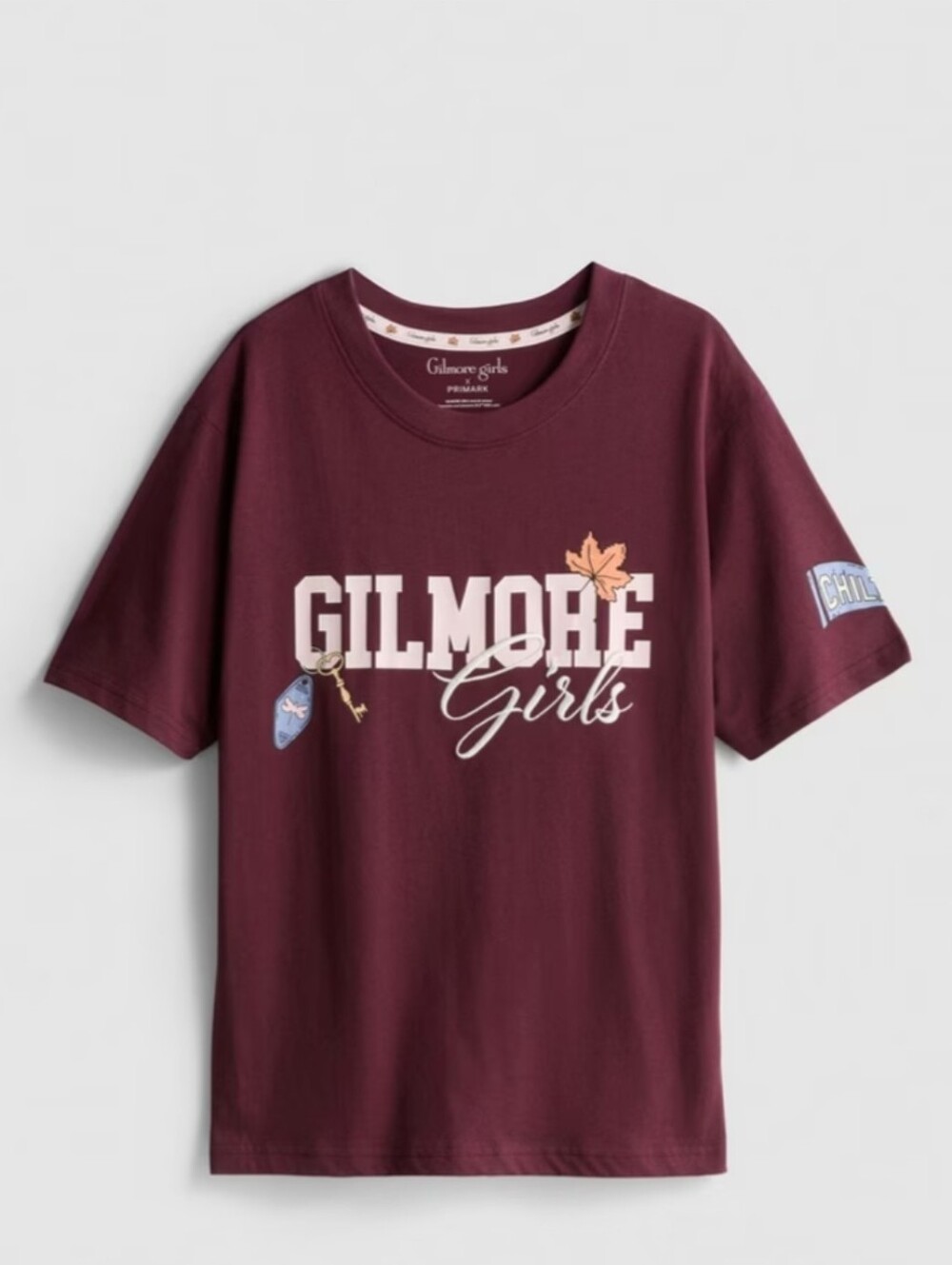 Gilmore Girls Pure Cotton Graphic Pajama Top Burgundy Tee, Primark